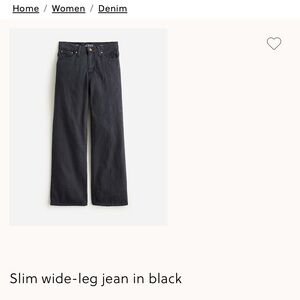 J. Crew Women's Faded Black Slim Wide-Leg Jeans